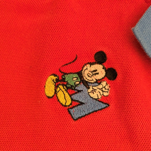 Vintage Disney Mickey Mouse Embroidered Cotton Polo T-shirt - Picture 3 of 5
